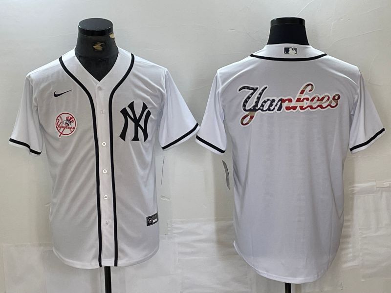 Men New York Yankees Blank White Third generation joint name Nike 2024 MLB Jersey style 18